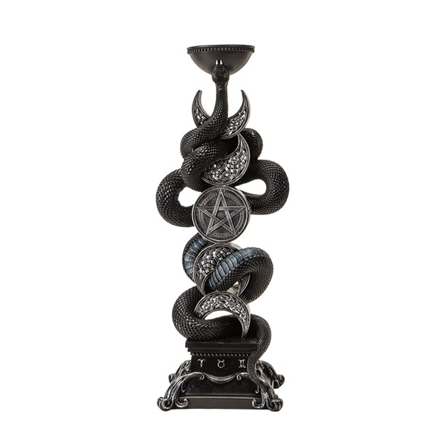 Triple Moon Black Serpent Candleholder 15640