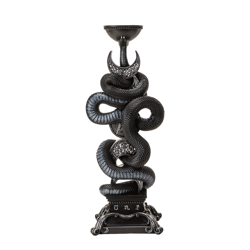 Triple Moon Black Serpent Candleholder 15640