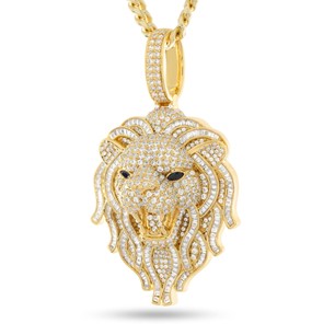 King Ice 14k Gold Plated Lion Necklace NKX14562