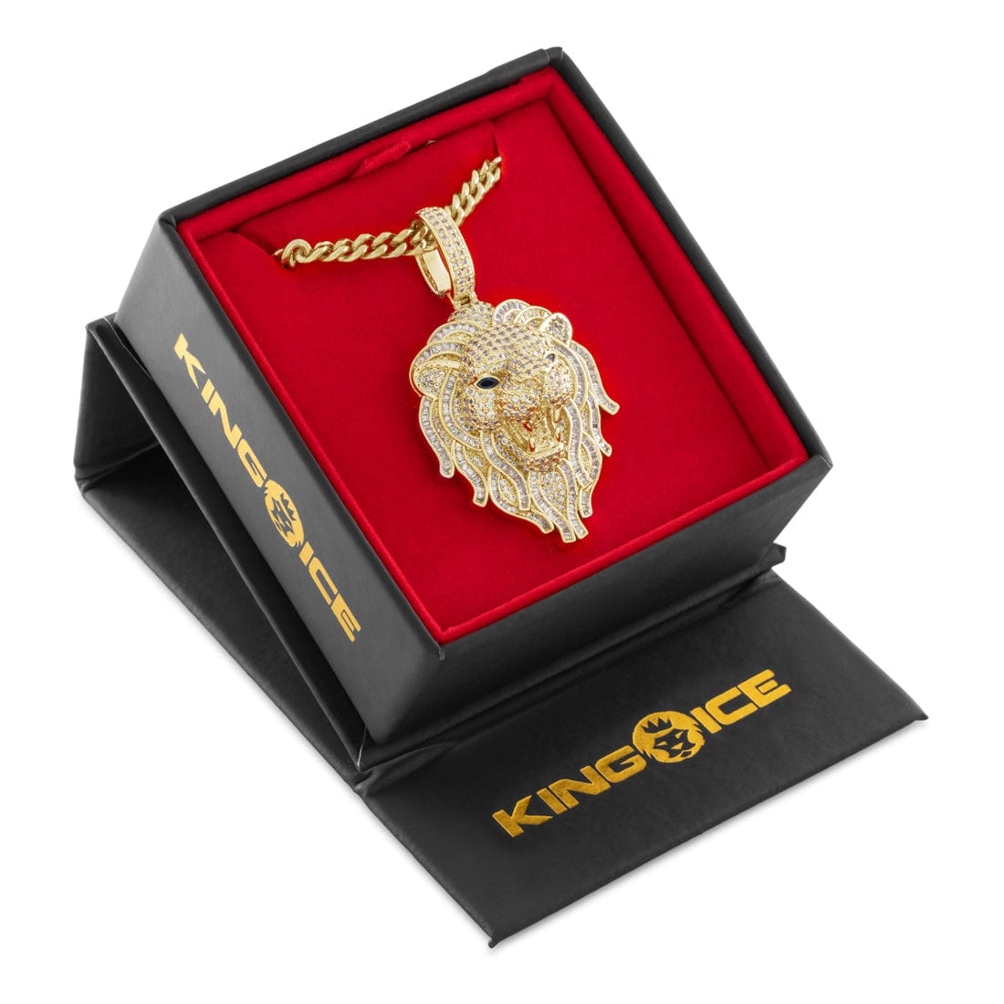King Ice 14k Gold Plated Lion Necklace NKX14562