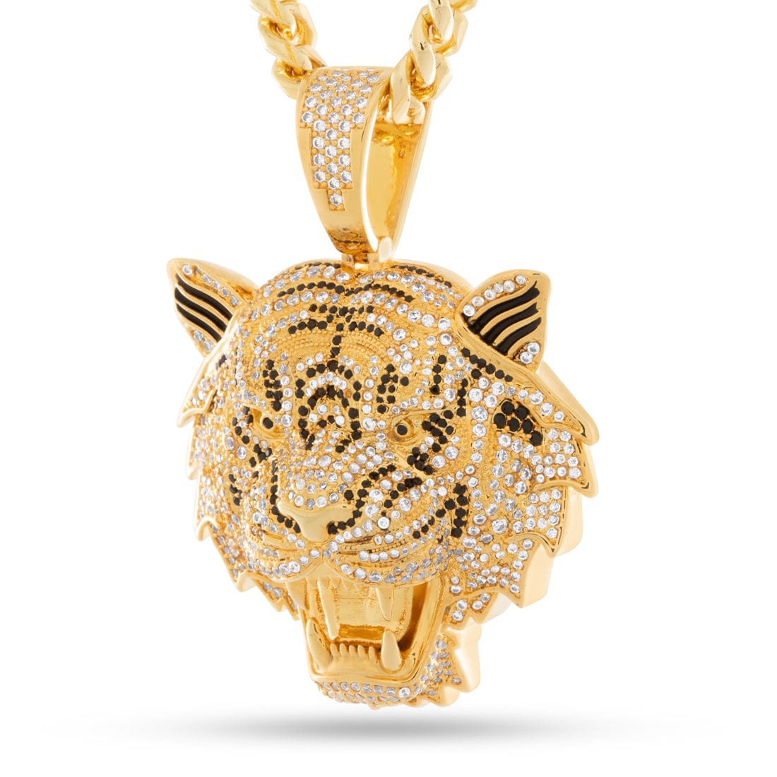 King Ice 14k Gold Plated Tiger Necklace NKX14536