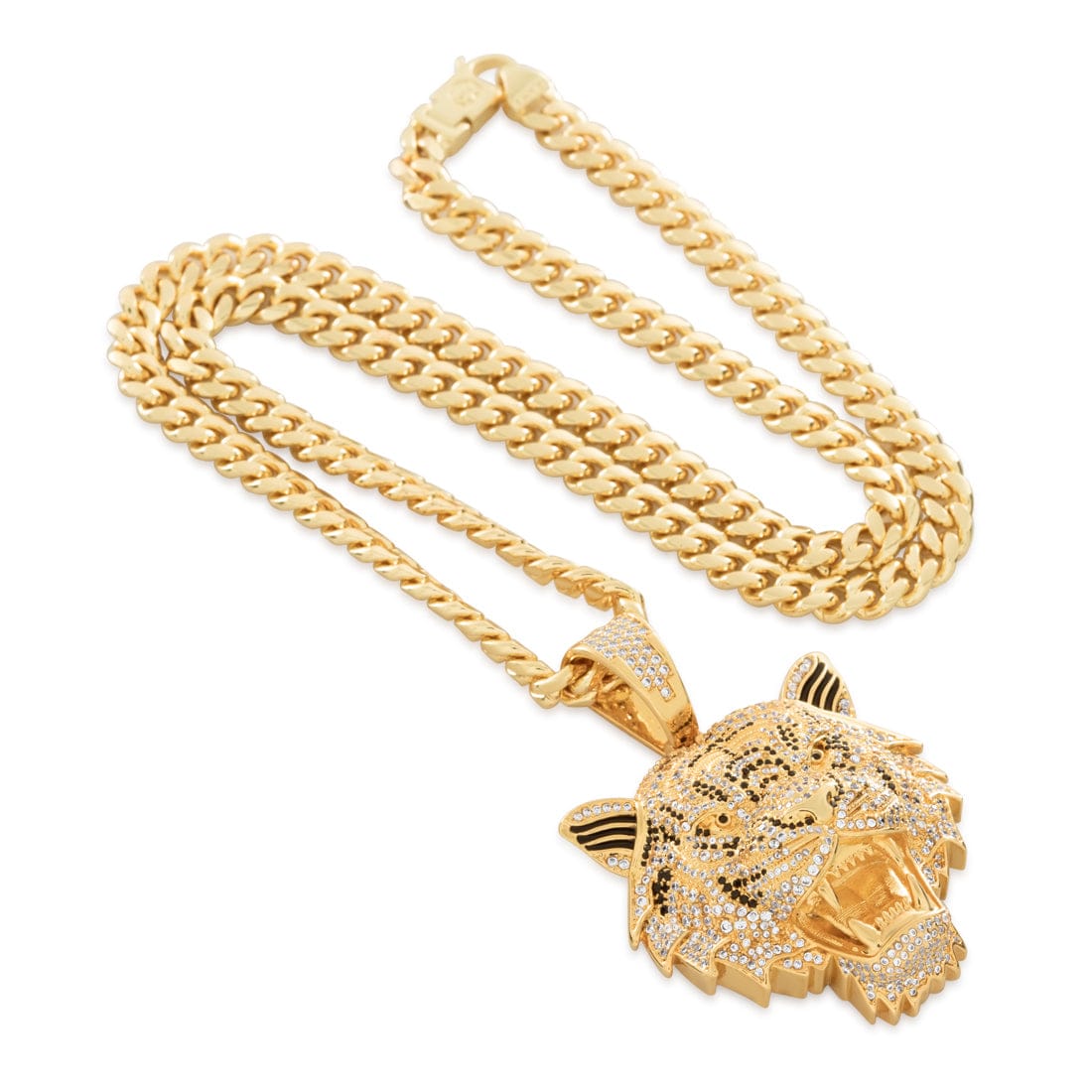 King Ice 14k Gold Plated Tiger Necklace NKX14536