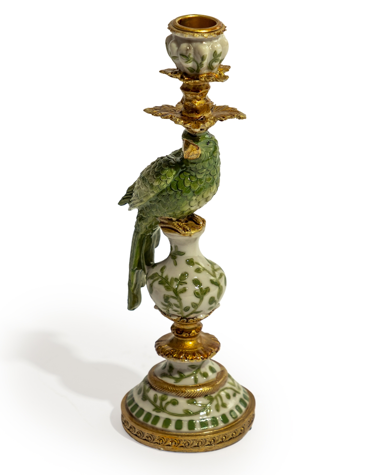 Antiqued Ornate Green/White Parrot Candle Holder RM80