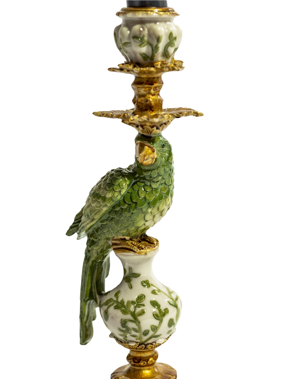 Antiqued Ornate Green/White Parrot Candle Holder RM80
