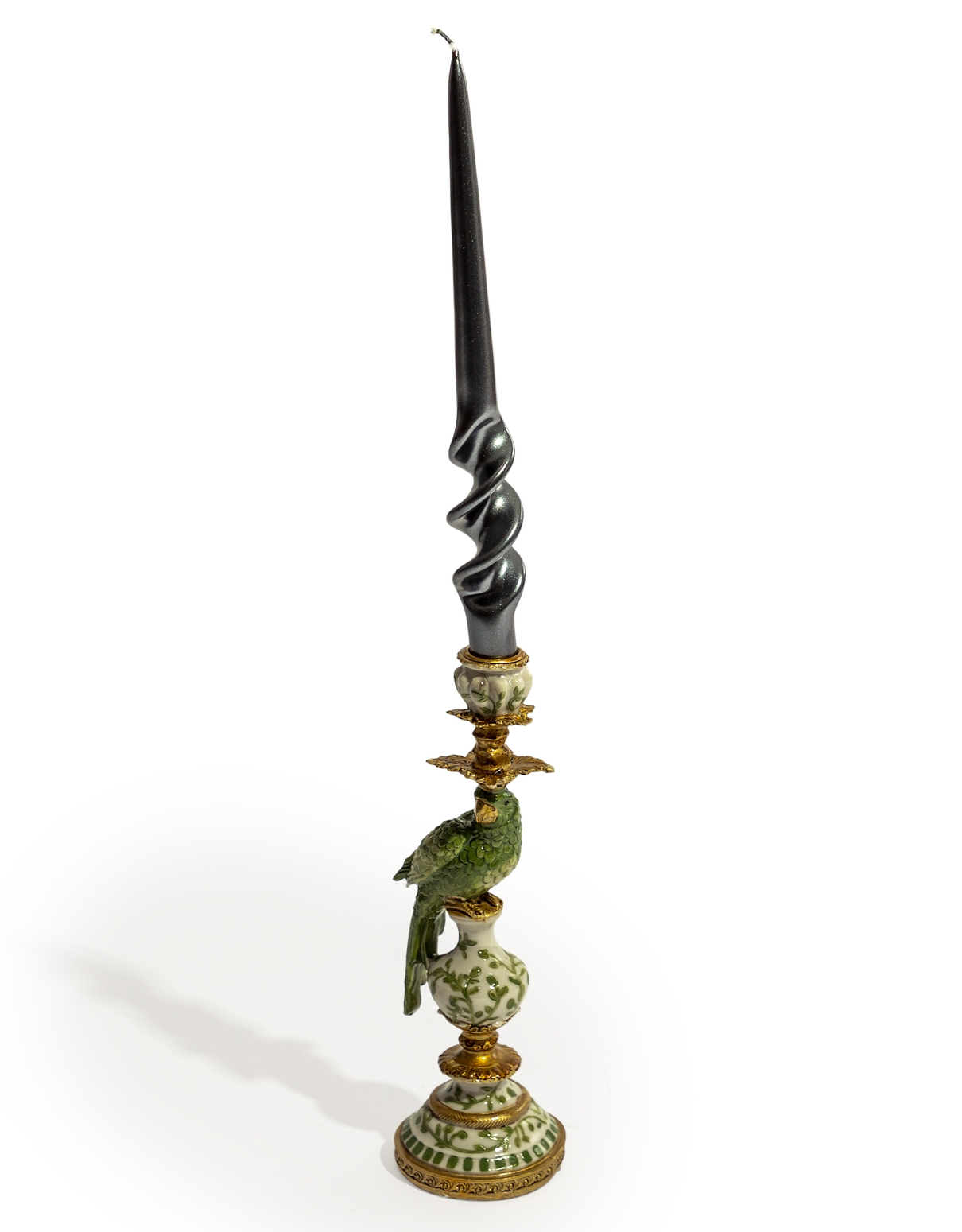 Antiqued Ornate Green/White Parrot Candle Holder RM80