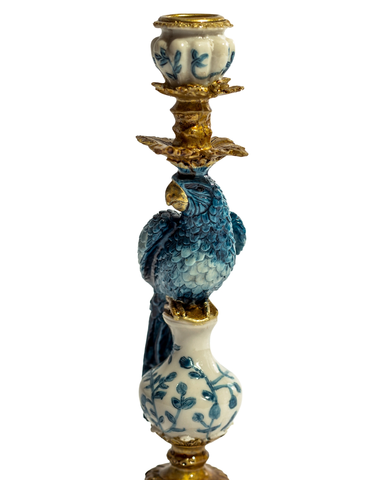 Antiqued Ornate Blue/White Parrot Candle Holder RM81