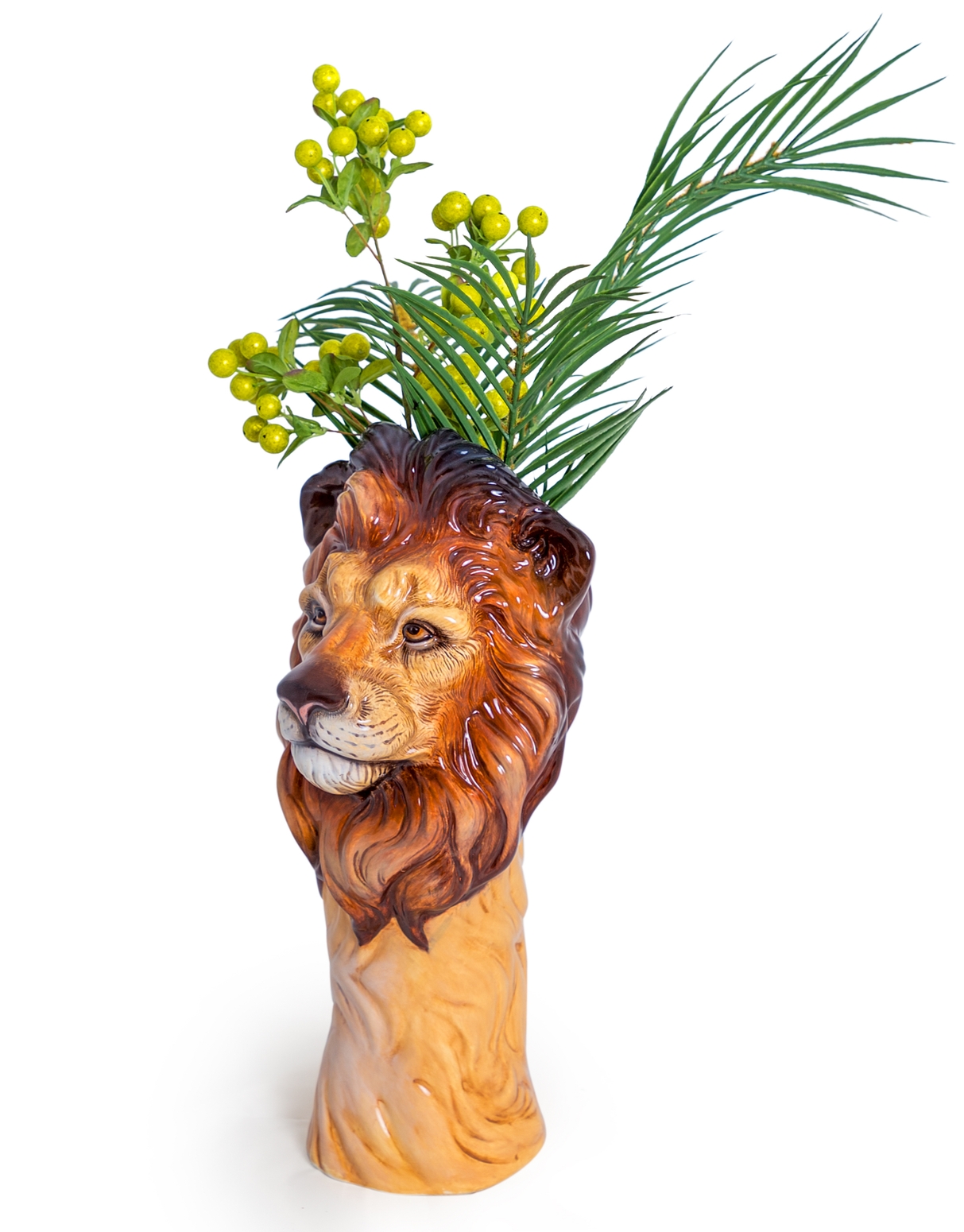 Hand Painted Ceramic Lion Head Vase 42cm SD34