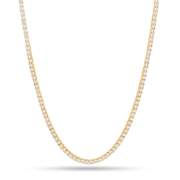 King Ice 14k Gold Plated Sterling Silver 3mm Tennis Chain 20" CHS02953