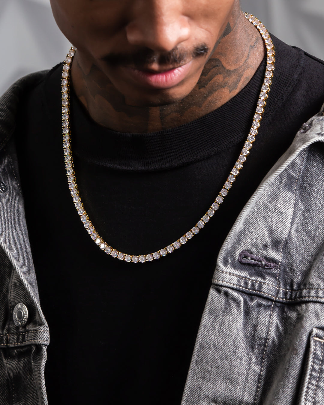 King Ice 14k Gold Plated Sterling Silver 3mm Tennis Chain 22" CHS02953