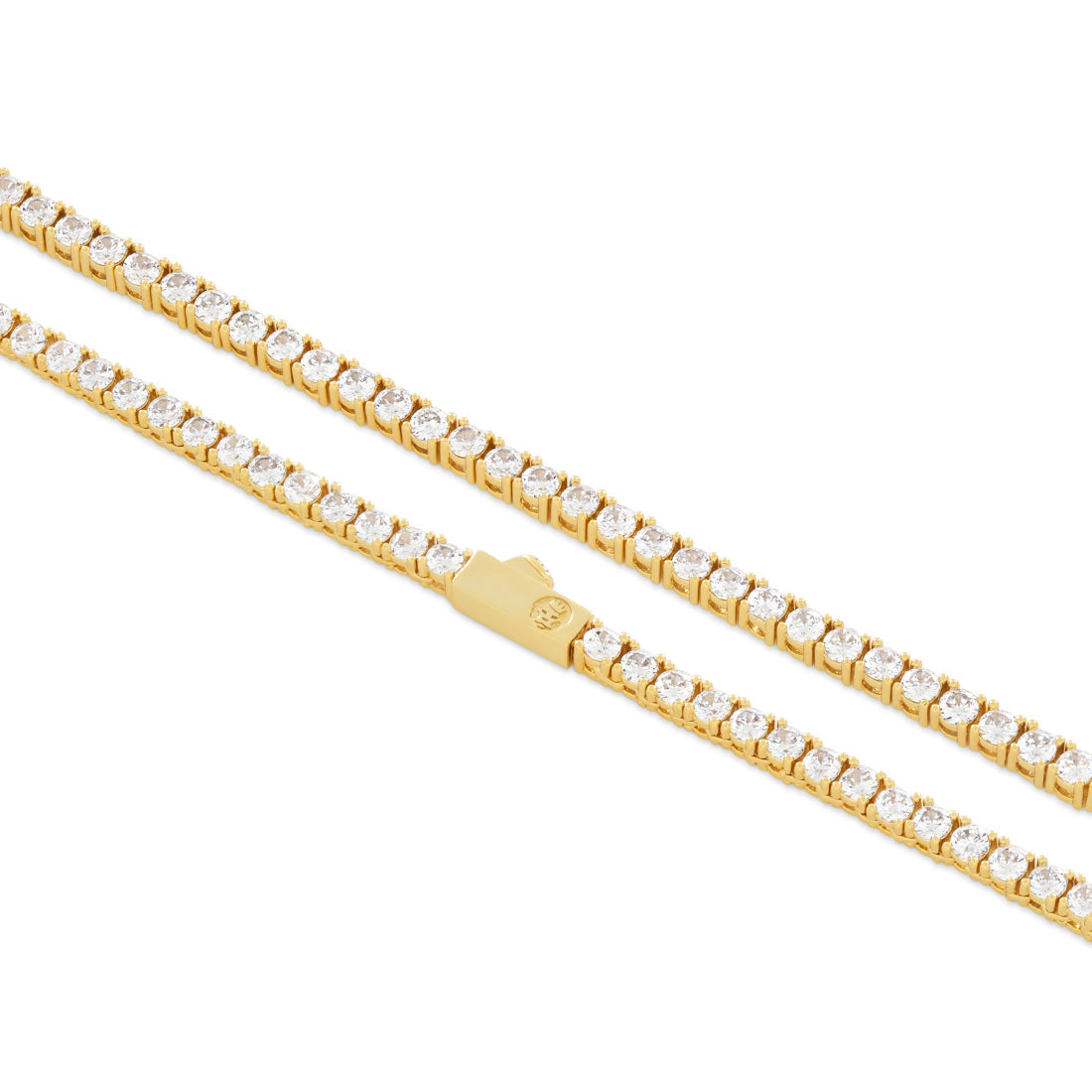 King Ice 14k Gold Plated Sterling Silver 3mm Tennis Chain 22" CHS02953