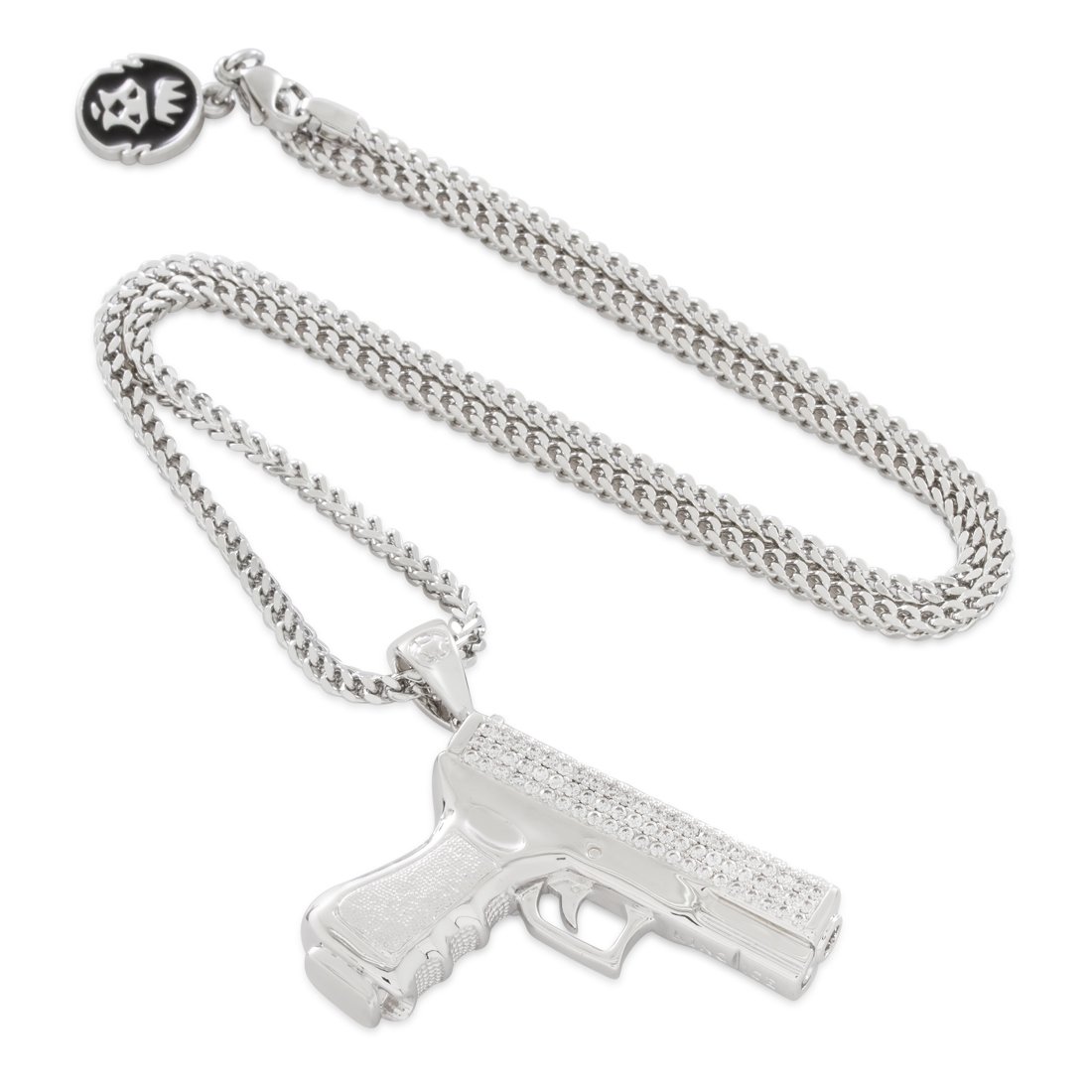 King Ice White Gold Plated Iced Handgun Necklace NKX11565