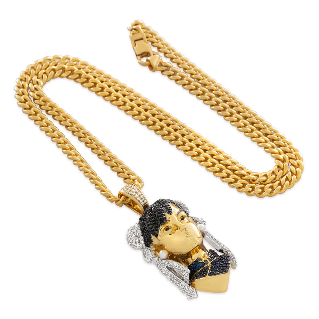 King Ice 14k Gold Plated Street Fighter Chun-Li Necklace NKX14553