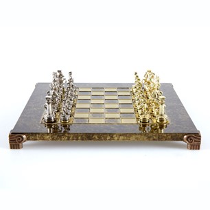 Greek Roman Metal Chess Set Brown 30x30cm S3BRO