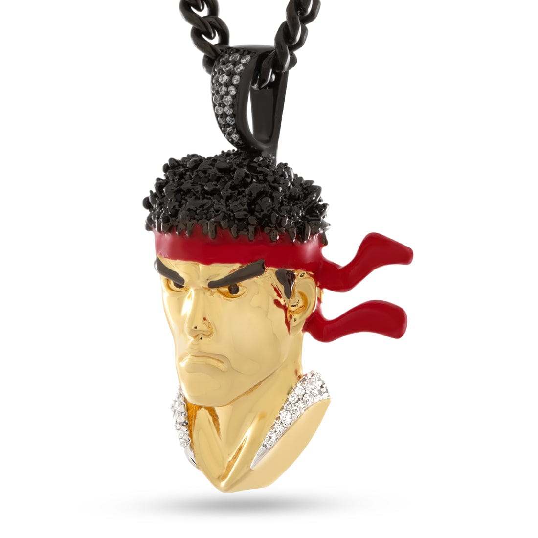 King Ice 14k Gold Plated Street Fighter Ryu Necklace NKX14551
