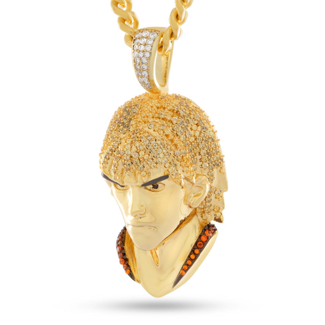 King Ice 14k Gold Plated Street Fighter Ken Masters Necklace NKX14552