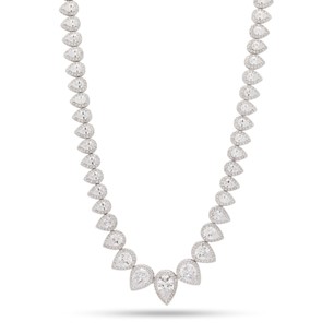 King Ice White Gold Plated 16mm Pear Cut Tennis Chain 18" CHX14042