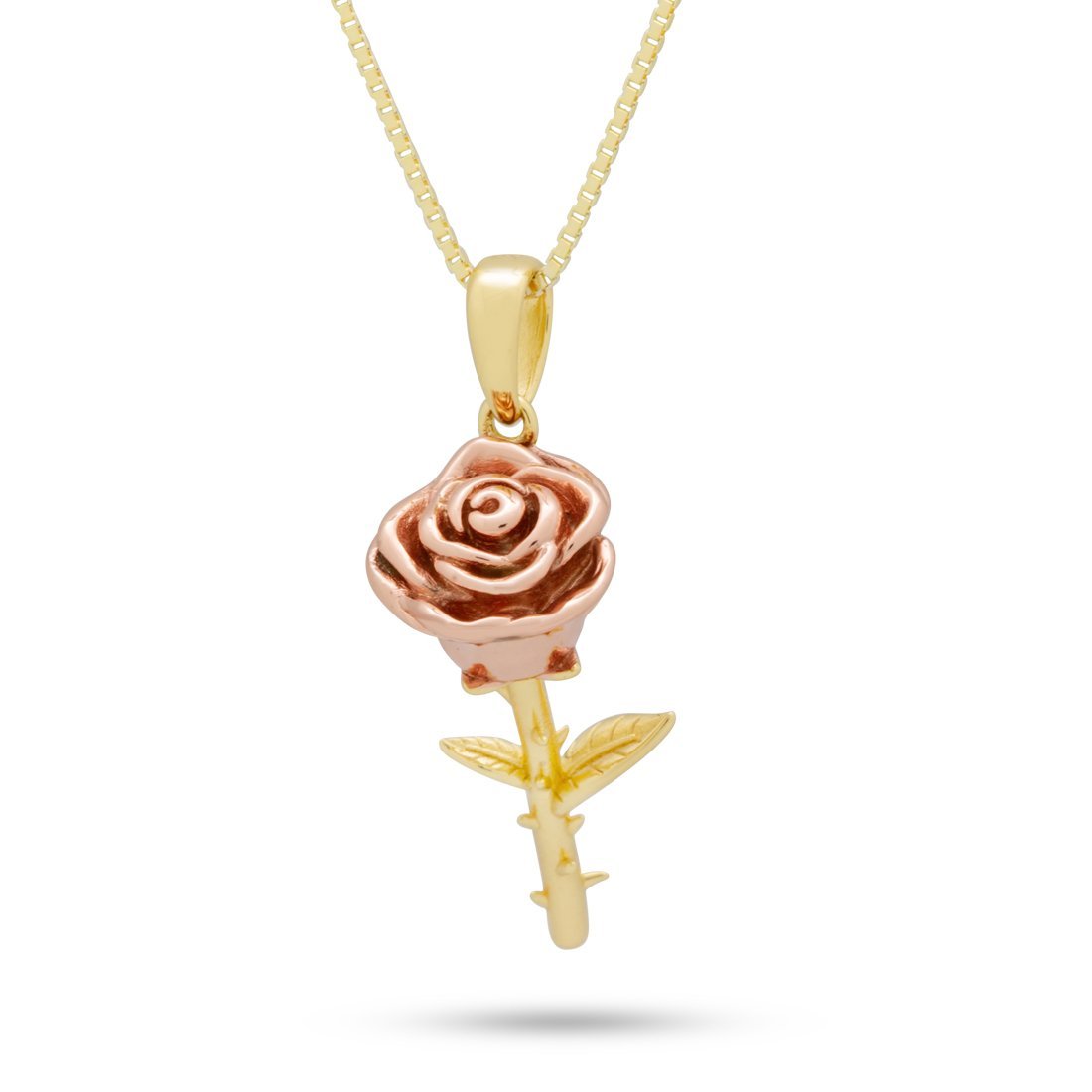 King Ice 14k Gold Plated Roses are Red Necklace NKX14066