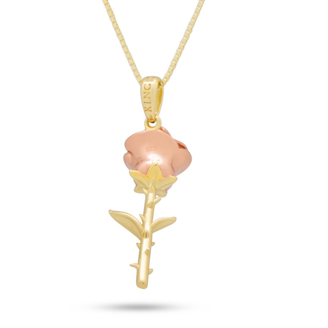 King Ice 14k Gold Plated Roses are Red Necklace NKX14066