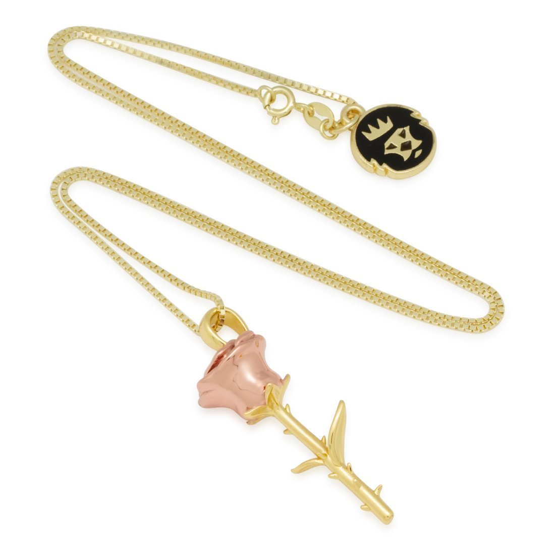 King Ice 14k Gold Plated Roses are Red Necklace NKX14066