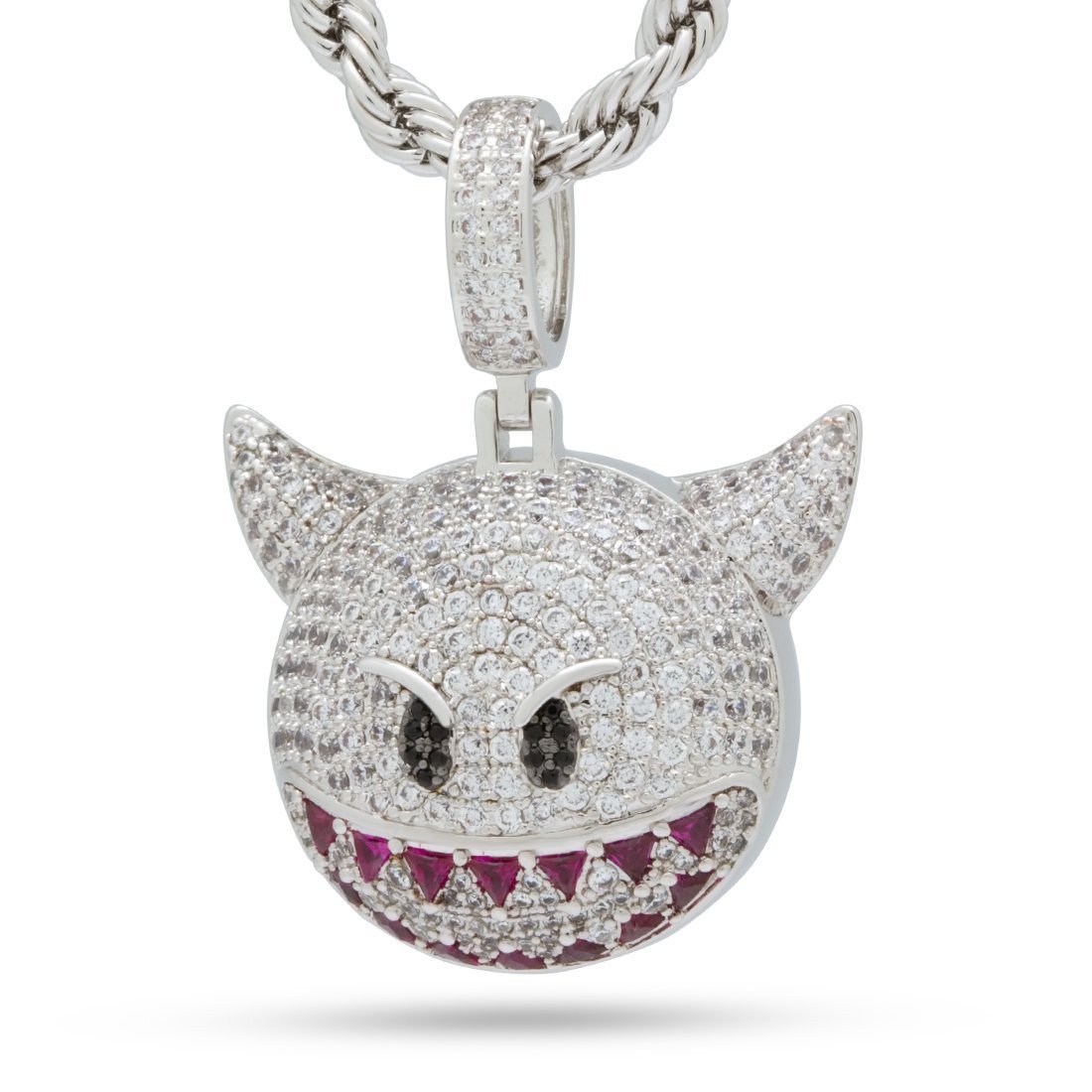 King Ice White Gold Plated Devil Emoji Necklace NKX14142