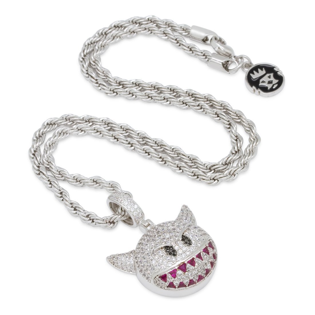 King Ice White Gold Plated Devil Emoji Necklace NKX14142