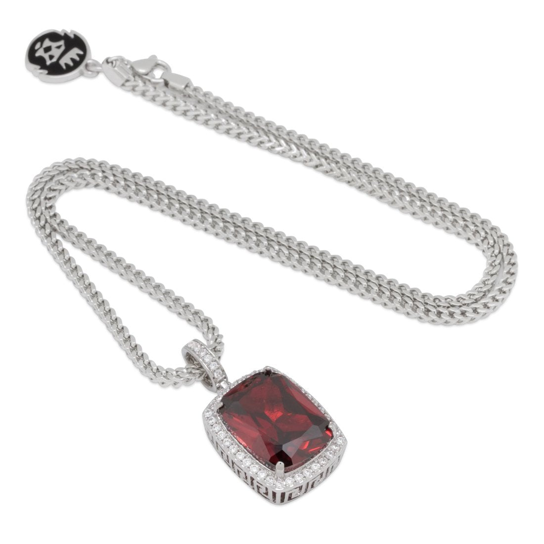 King Ice White Gold Plated Ruby Crown Julz Necklace NKX11736