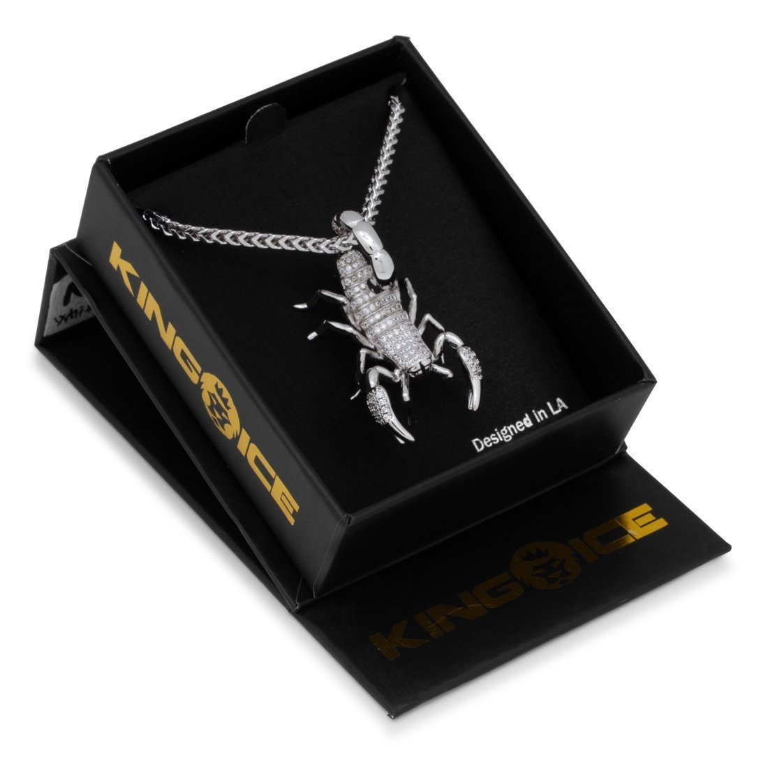 King Ice White Gold Plated Scorpion King Necklace NKX12671