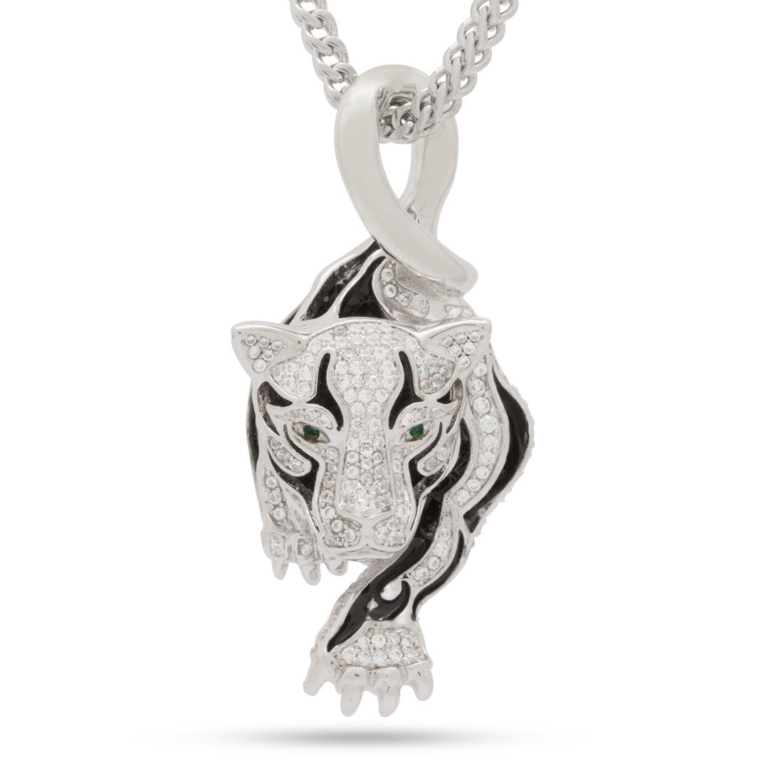 King Ice White Gold Prowl Panther Necklace NKX14182