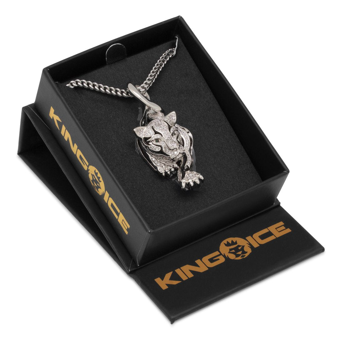 King Ice White Gold Prowl Panther Necklace NKX14182