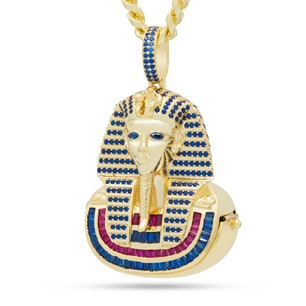 King Ice 14k Gold Plated Iced King Tut Stash Necklace NKX14252