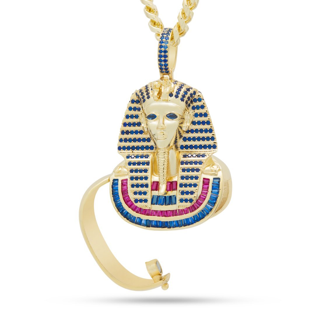 King Ice 14k Gold Plated Iced King Tut Stash Necklace NKX14252