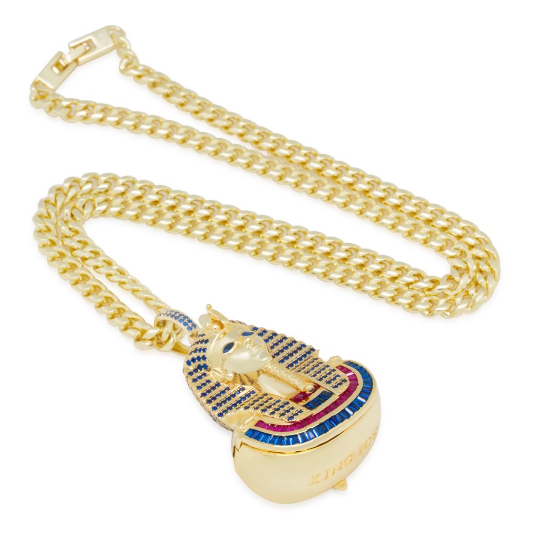 King Ice 14k Gold Plated Iced King Tut Stash Necklace NKX14252