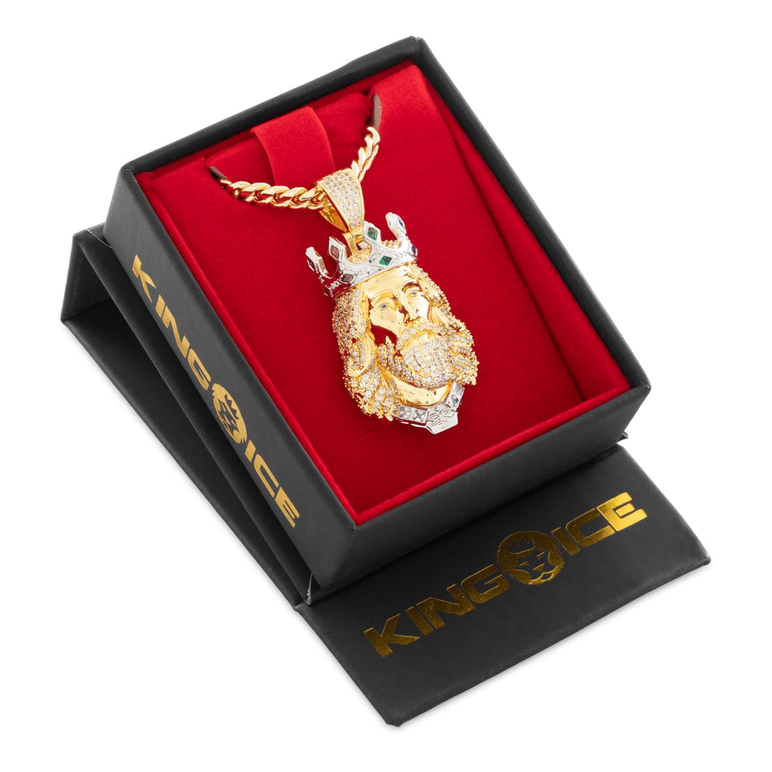 King Ice 14k Gold Plated King of Kings Necklace NKX14537
