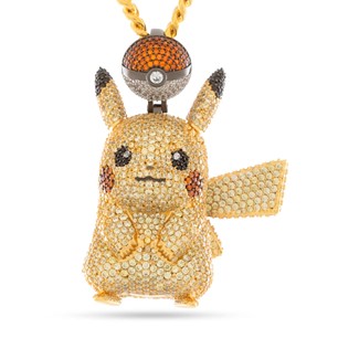 King Ice 14k Gold Plated Pokemon Pikachu Necklace NKX14571