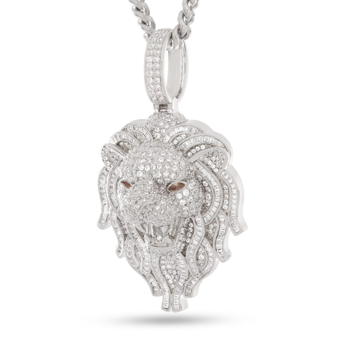 King Ice White Gold Plated Lion Necklace NKX14562