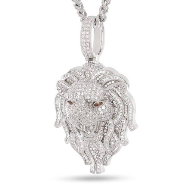 King Ice White Gold Plated Lion Necklace NKX14562