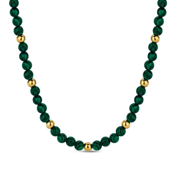 LM Jewelry 18k Gold Plated Malachite Necklace 912258