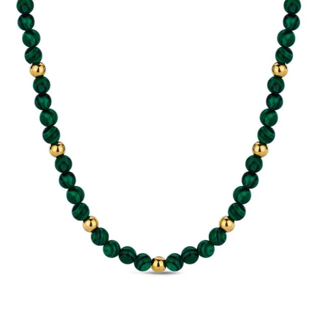 LM Jewelry 18k Gold Plated Malachite Necklace 912258