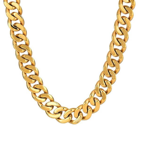 LM Jewelry 18k Gold Plated Cuban Chain 50cm 9123076