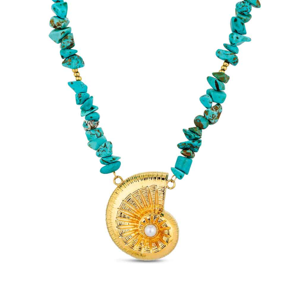 LM Jewelry 18k Gold Plated Shell Necklace 9123473