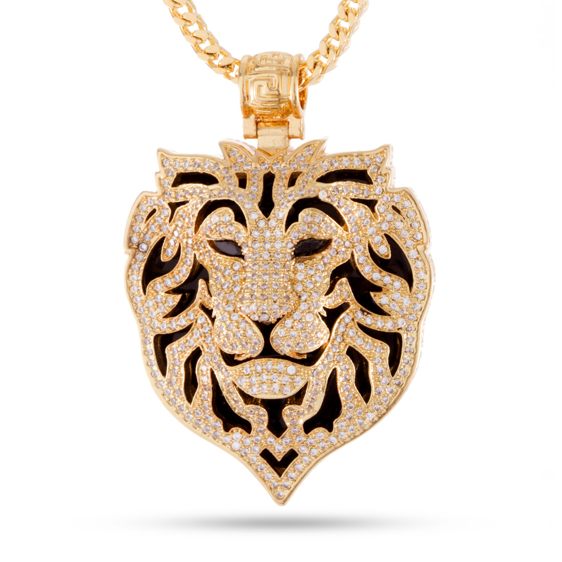 Drakesboutique - King Ice 14k Gold Plated Phantom Lion Necklace 