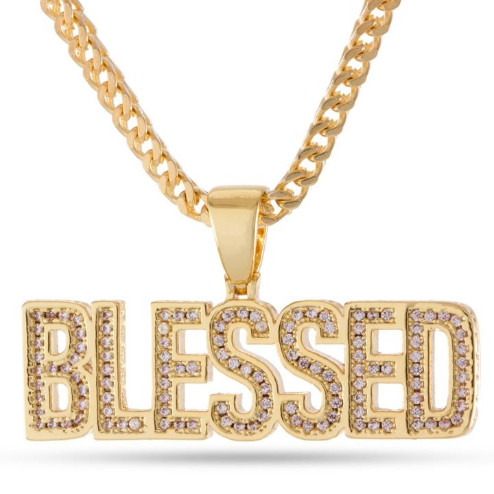 Drakesboutique - KING ICE NKX12769 14k Gold Plated Blessed Necklace