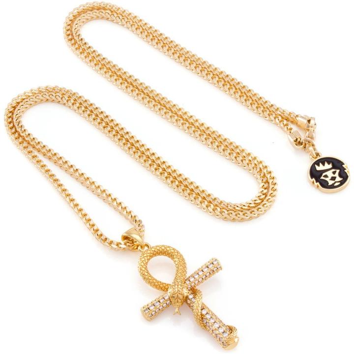 King Ice 14k Gold Plated Ankh Cross Necklace NKX12118