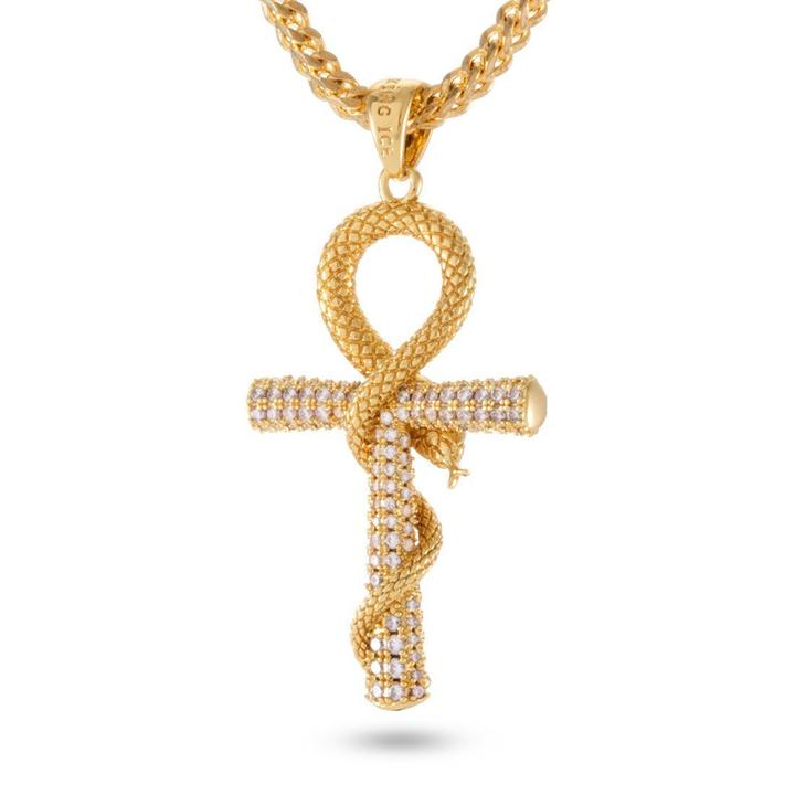 King Ice 14k Gold Plated Ankh Cross Necklace NKX12118