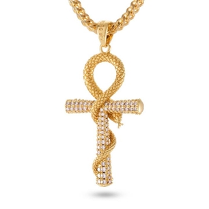 King Ice NKX12118-KI 14k Gold Plated Ankh Cross Necklace