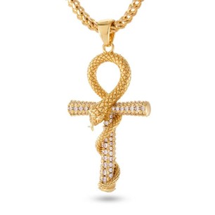 King Ice 14k Gold Plated Ankh Cross Necklace NKX12118