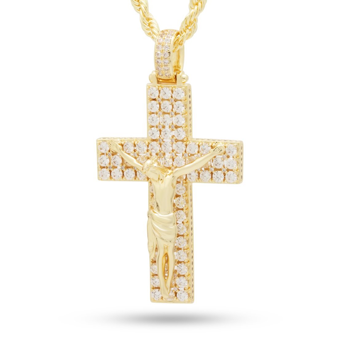 Drakesboutique - King Ice NKX14106 14k Gold Plated Biggie Crucifix 