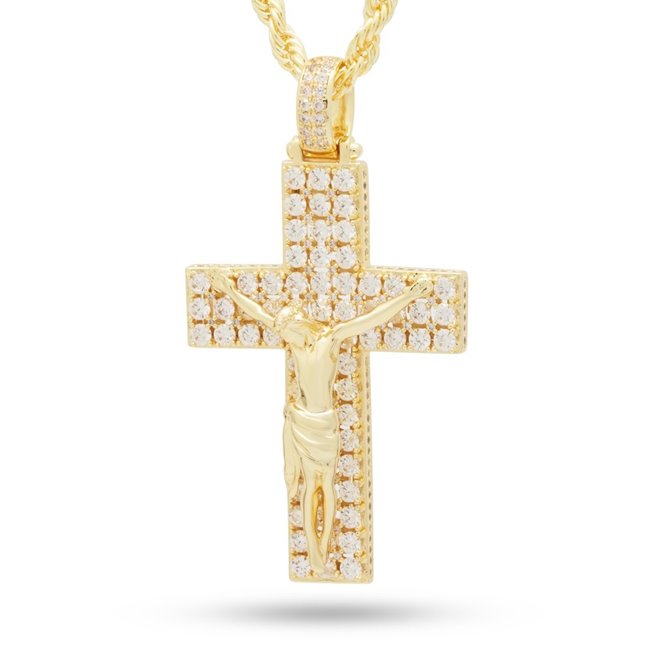 Drakesboutique - King Ice NKX14106 14k Gold Plated Biggie Crucifix Necklace