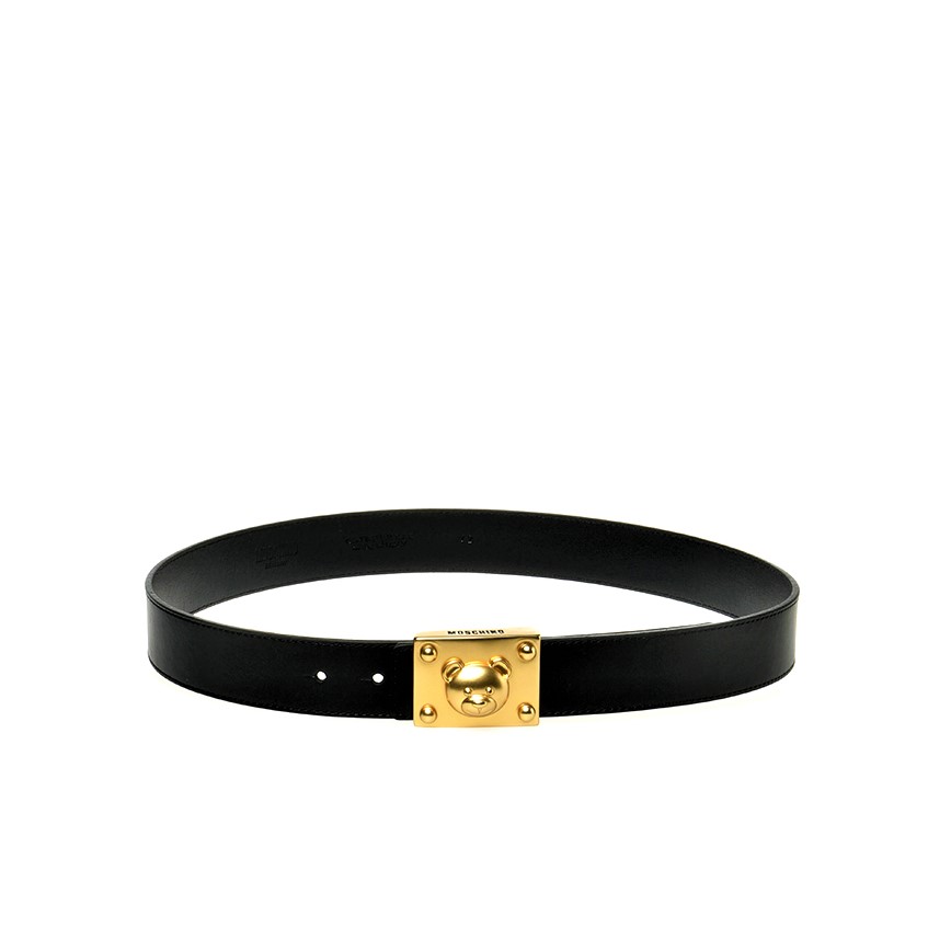 MOSCHINO Leather Belt Gold Teddy Buckle