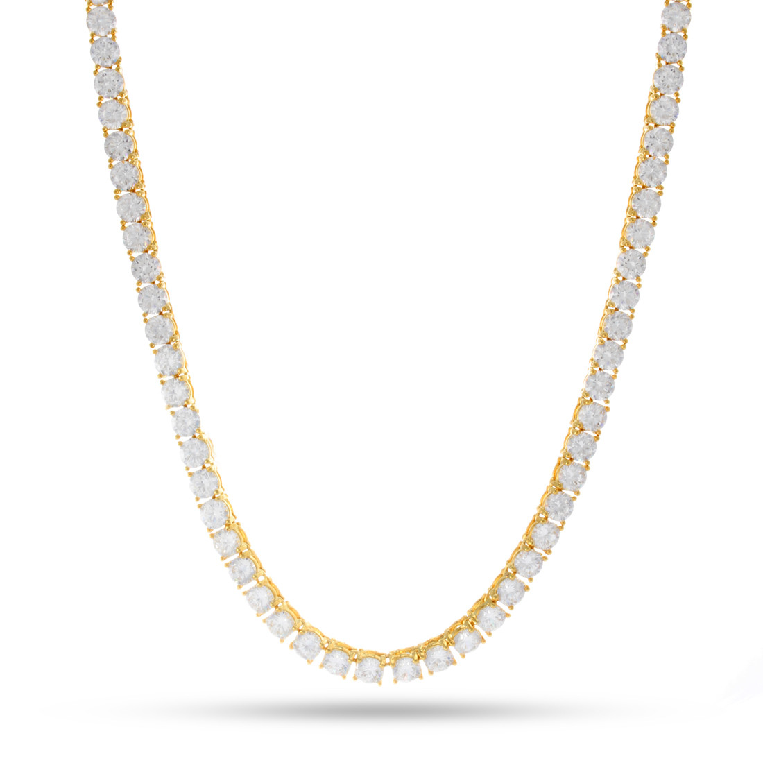 KING ICE 14k Gold Plated Necklace CHX02953 5 mm 22" Tennis